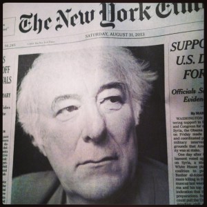 New York Times announcing Heaney's death.